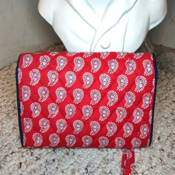 Vintage Vera Bradley Red, White & Navy Bandana Print Petite Turnlock Wallet - Picture 6 of 10